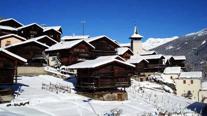 Trouver de la neige et un joli village à Grimentz